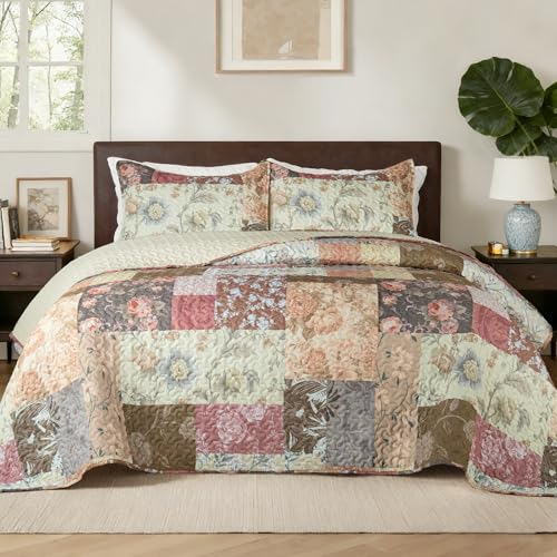 Whale Flotilla Patchwork Quilt King Size Extra Soft Floral Bedspreads