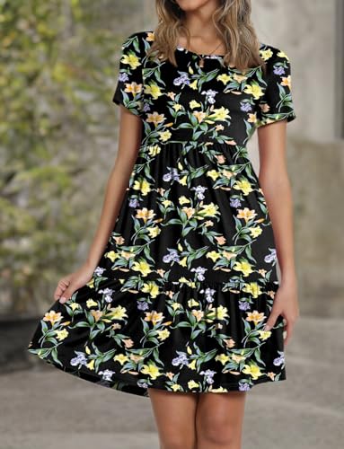 Image of TAOHUADAO 2026 Summer Dresses for Women Short Sleeve Ruffle Casual Sundress with Pockets