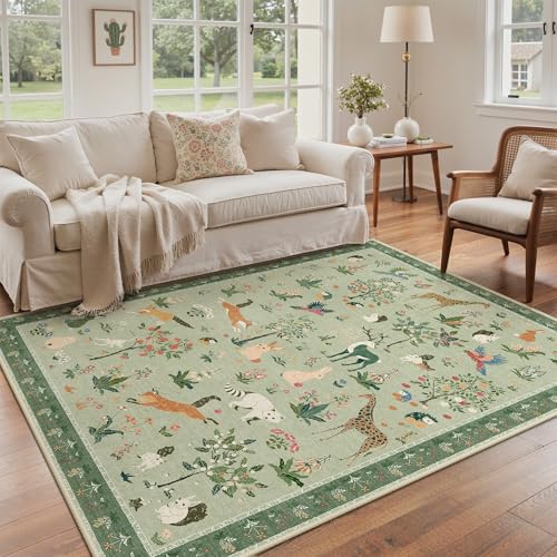 BESBLEE 10X14 Washable Area Rug for Living Room, Animal Non Slip