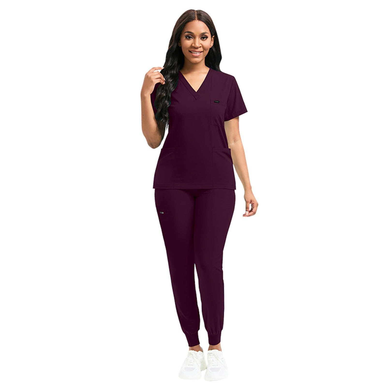 Uniformes Sanitarios Unisex, Uniformes Medicos Cuello en v Tejido Elástico Casacas Sanitarias para Mujer Con Tasca Adecuado para Médicos, Enfermeras