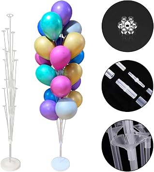 Hileyu 2 Set Table Balloon Stand Kit,160cm/63inch Floor Stand Balloon Stick Holder,Ballon Stand Stick Table Balloon Display Kit for Birthday Wedding Anniversary Graduation Party Supplies