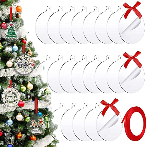 Beatyst YKL-1 100 Pcs Clear Round Acrylic Ornaments Clear Acrylic Christmas Ornaments Diy Blank Round Acrylic Christmas Ornament cover