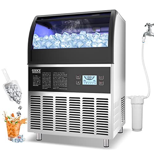 Gseice Commercial Ice Maker Machine,440Lbs/24H With 80Lbs Ice Storage Capacity, 24” Air Cooled Freestanding Ice Machine, Automatic Operation Self Clean Ice Cube Maker For Home Office Bar Restaurant #TOP9