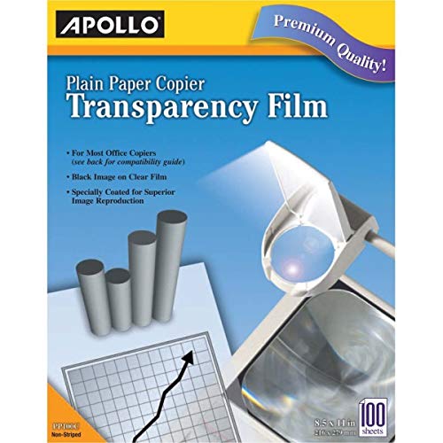 Apollo Transparency Film For Plain Paper Copier, Black On Clear Sheet, With Stripe, 100 Sheets/Pack (Vpp201Ce) #TOP1