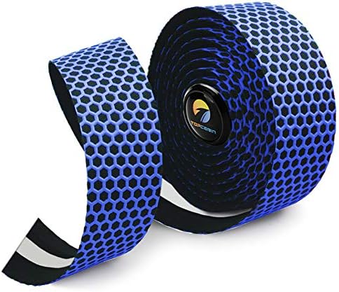 TOPCABIN Bicycle Bar Tape EVA Camouflage Series Comfort Road Bike Handlebar Tape Leather Bike Bar Tape with Bar End Plugs-2 Rolls (Grid-Blue)