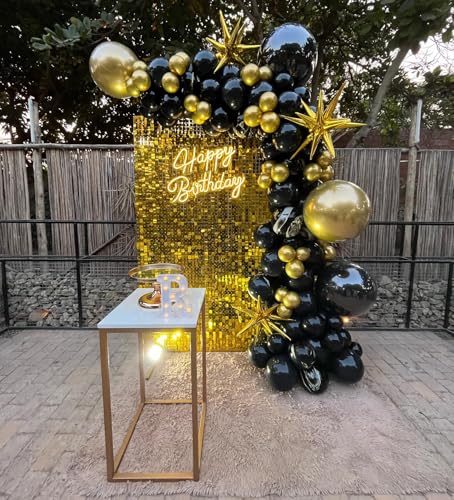 Image of Shimmer Wall Backdrop Gold Square Sequin Wall Panel Backdrop Decor for Wedding, Anniversary, Birthday, Party, 24 Panels