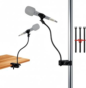 2 in 1 Quick-Release Microphone Holder, Gooseneck Microphone Stand Holder Compatible with Shure/Fifine / AT2020 / Pyle/Blue Snowball/Razer for Lectern Meetings Lectures Pulpit Streaming Gaming Studio