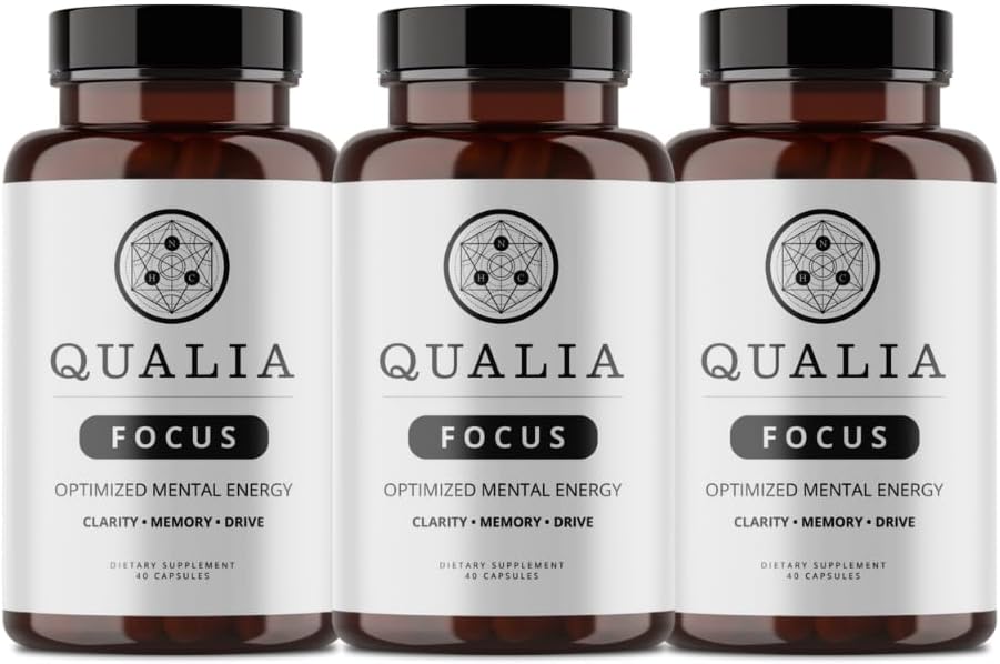 Qualia Focus Brain Booster Supplement | A Powerful Nootropic Designed to Deliver Sustained Mental Energy, Alertness, Concentration & Memory | with Ginkgo Biloba, L-Theanine Plus (Pack of 3)