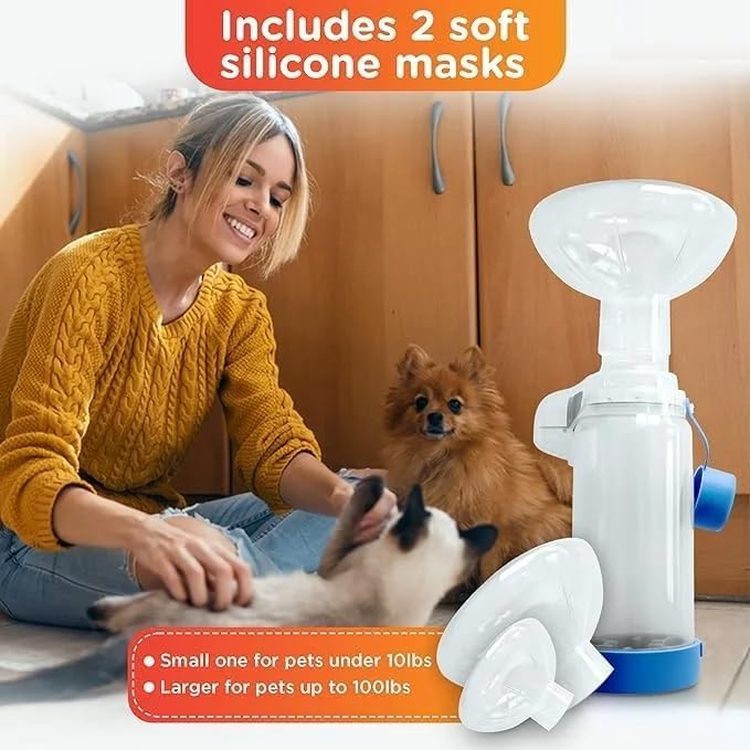 Image of Pet Breathing Chamber with Two Face Masks for Dogs and Cats, Comfortable Chamber Accessory for Small Pets, Comfortable Face Mask (for Cats & Dogs Small)