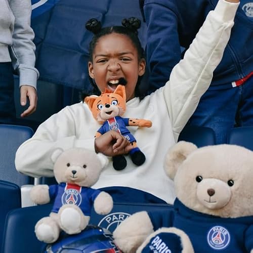PSG – Plüschtier Maskottchen Germain der Luchs – 25 cm – offizielles Lizenzprodukt – weiches Plüschtier mit abnehmbarem Trikot – Souvenir Fußball für Kinder & Fans – Geschenkidee Fan Paris
