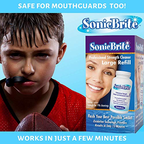 Sonicbrite Professional Strength Dental Appliance Cleaning Powder 21 Oz | Retainer, Aligner, Mouth Guard & Denture Cleaner Eliminates Stains And Odor Causing Buildups (1 - Count) #TOP2