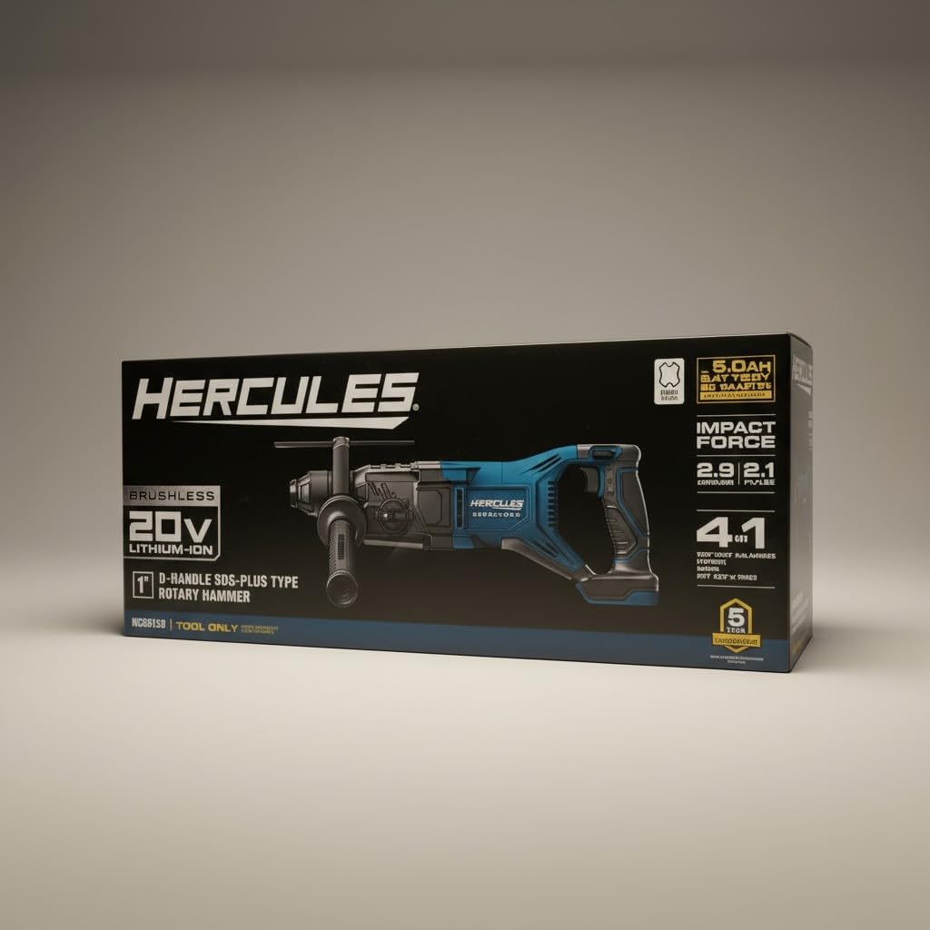 20V Brushless Cordless, 1 in. D-Handle SDS-PLUS Type Rotary Hammer - Tool Only - Compatible with Hercules