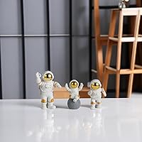 Vista 6 de 3 piezas de decoración de figuras de astronauta, decoración de escultura de hombre espacial para hombres, figura espacial, adorno de oficina