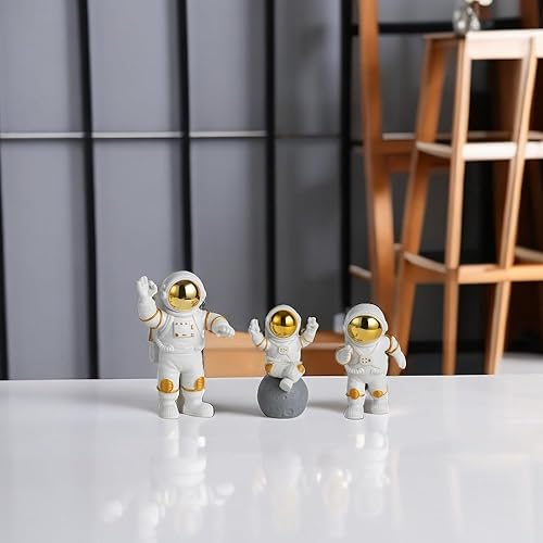 Miniatura 6 de 3 piezas de decoración de figuras de astronauta, decoración de escultura de hombre espacial para hombres, figura espacial, adorno de oficina,