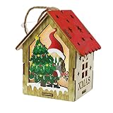 Décoration de Sapin de Noël Pendentif Maison en Bois Créez Une atmosphère chaleureuse pour Une fête de Noël pour Table Bibliothèque Cheminée Décor