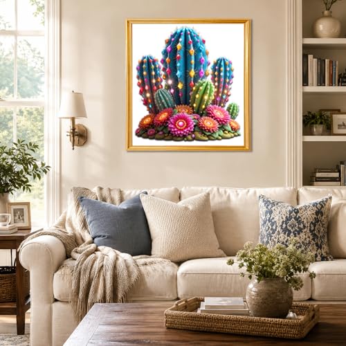 Wooden Puzzles for Adults, Glowing Cactus Flower Wooden Jigsaw Puzzle 200 Pieces, Unique Shaped Wooden Puzzle, Creative Gift for Mom Friends Kids Family Game Night Home Decor 11 * 10.3in - Image 3
