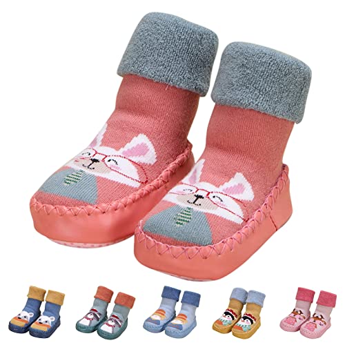Cute Children Toddler Sock Shoes Autumn and Winter Boys and Girls Slip On Non Slip Warm and Girls Shoes (Pink, 2-2.5 Years Toddler)3