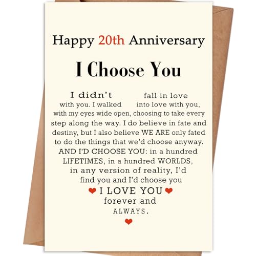 gerdiny 20th Anniversary Card, 20 Year Wedding Anniversary Cards Gift for Husband Wife Men...