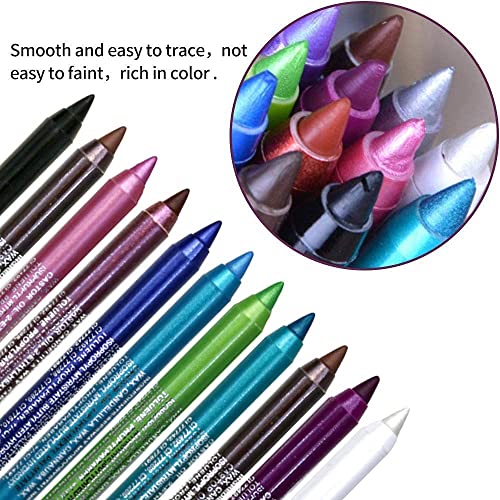Multi Color Eyeshadow Eyeliner, Metallic Glossy Smoky Eyeliner, Long Lasting Professional Eye Makeup Eyeliner Waterproof Eyeliner Pen Eye Cosmetics Makeup Tools (09 Sky Blue) #TOP1