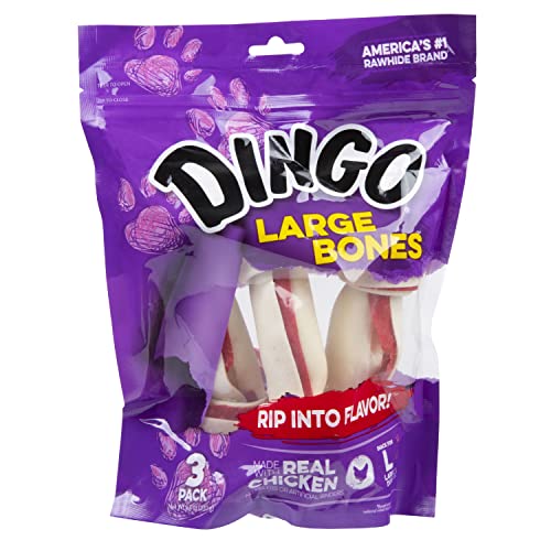 Dingo Rawhide Bone, Large, 3-Count #TOP11