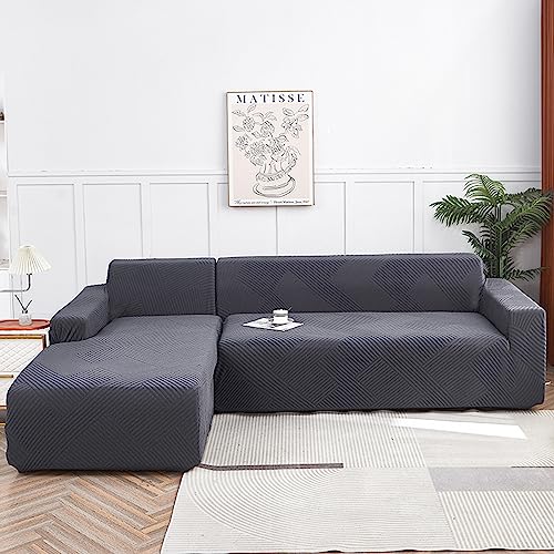 Funda de sofá en forma L jacquard premium protector de muebles seccionales elástico naranja 3