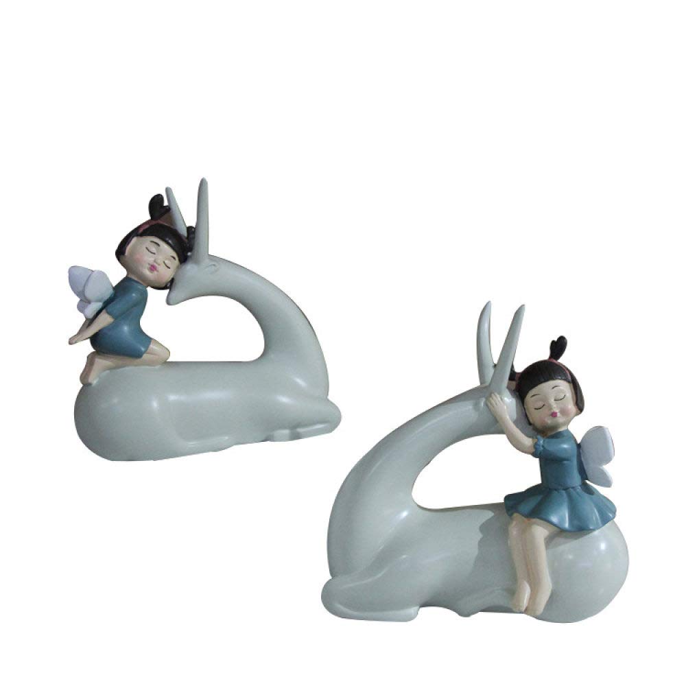 Résine cerf fille statue : embellissez facilement vos étagères vides avec ces figures mignonnes