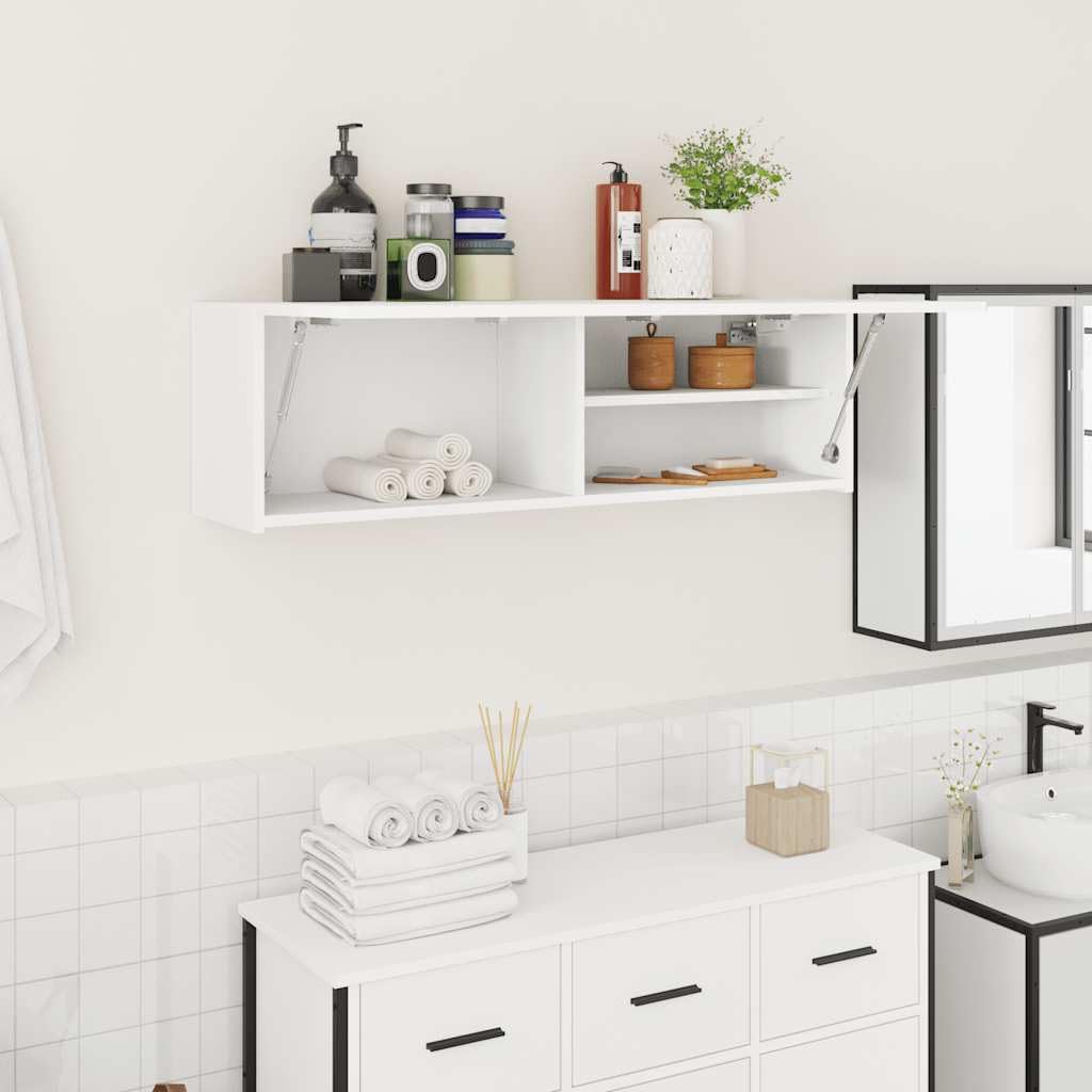 Mobile da Bagno a Parete Bianco 100x25x30 cm in Truciolato, Mobili,Armadietti e portaoggetti,Componenti di arredo,Componenti di arredo bagno, 13.55kg-860094