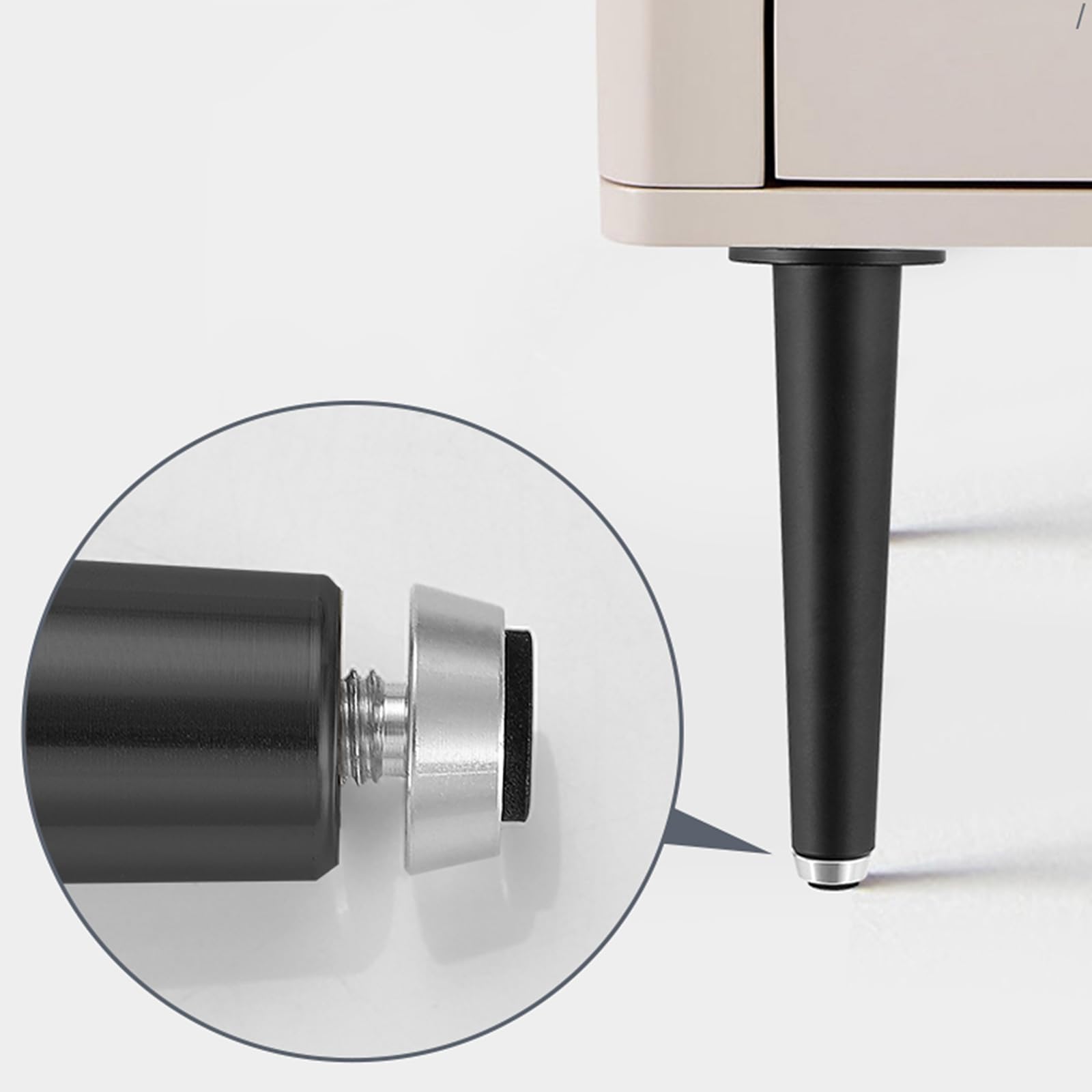 Generico Gambe per Mobili Piedini per Tavolo Conici Regolabili in Lega di Alluminio Anodizzato 4 Pezzi Neri da 15 cm Altezza Piedini per Divano: 10-25 cm Piedini per Mobile da 15 cm/6"