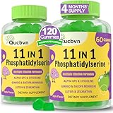 (2 Packs) Phosphatidylserine 600mg Gummies, Brain Supplement for Memory, Focus and Concentration - Phosphatidylserine Memory Supplement with Alpha GPC, B6 & B12 for Brain and Cognitive, 120 Gummies