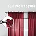 KOUFALL Burgundy Red Sheer Curtains for Living Room,Maroon Dark Wine Colored Vintage Farmhouse Linen Look Holiday Curtains for Dining Room Bedroom 84 Inches Long 2 Panels Set