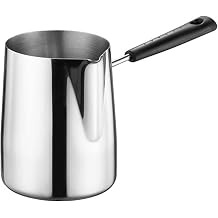 RichVibe 304 Stainless Steel Turkish Coffee Pot Latte Art Milk And Butter Warmer For Gas Electric Stove Non Induction With Comfortable Handle And Drip For Free Spout350ml