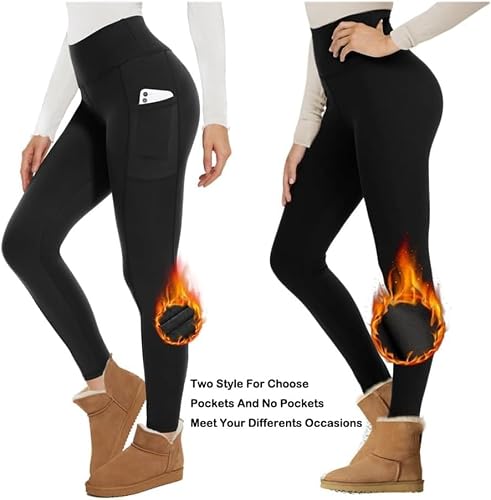 JvFbjLF Pantalon de Yoga Thermique d'hiver Taille Haute for Femme(Navy,M) – vue 7