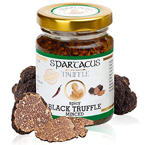 Spartacus Würzige schwarze (90 g), konserviert in nativem Olivenöl, perfektes Gourmet-Würzen für Pizza, Nudeln, Salate, Kartoffeln, Fleisch und Eier, vegan, außergewöhnliches Geschenk Cover