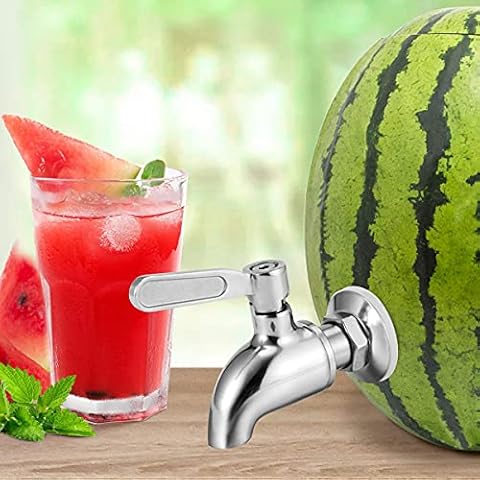 Stainless Steel Watermelon Keg Tap Kit - [Leakproof] [NO Clog] Pumpkin Fruit Keg Tapping with Coring Tool, [Adjust Shank] DIY Watermelon Spigot for Cocktail Party-Tea Drink Dispenser Spout Cover