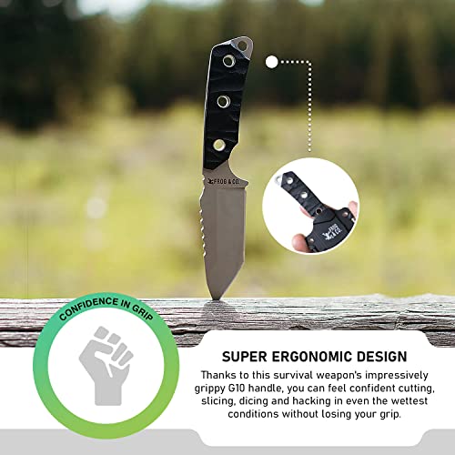Small Fixed Blade Knife With Sheath - Full Tang Survival Hunting Knife With Paracord Lanyard, Compass, Fire Starter, & Knife Sharpener For Outdoor Camping - Quality Tactical Knife With Sheath #TOP4