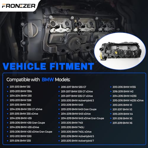 Upgraded Aluminum N55 Engine Valve Cover with Gasket & Bolts & Oil Filler Cap Compatible with 2011-2019 BMW 328i 335i 435i 530i 535i 640i 740i 135i 235i X3 X4 X5 X6 3.0L Replace 11127570292 264-937 by FRONEZER - Used condition - Image 2