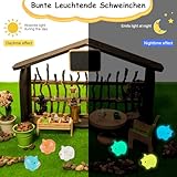 Tikplus Schwein Mini Figuren, Kleine Schwein 60 Stück, Niedliche Schweinchen Deko, Harz Tiere Spielzeug, Leuchtende Bunt Schwein, DIY Puppenhaus Zubehör für Miniatur Garten Landschaft (6 Farben)