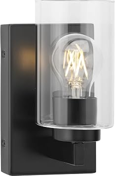 Progress Lighting Goodwin Collection 4.5 in. 1-Light Matte Black Modern Vanity Light with Clear Glass for Bathroom