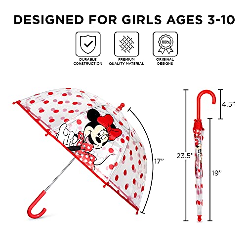 Abg Girls Kids Clear For Rain Girl's, Transparent With An Easy Grip Handle, Dome Windproof, Bubble Umbrella, Minnie Mouse, Age 3-10 Us #TOP4