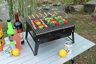 BBQ Grill, Charcoal Barbecue Grill, Fire Pit, Folding, Portable Grill, for Outdoor Cooking Camping Hiking, Picnics Trips (Medium 35x27x20 cm)