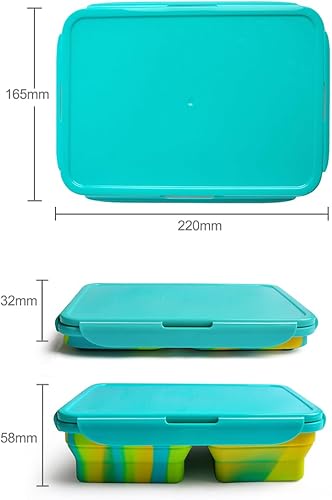 Miniatura 1 de Contenedores plegables de almacenamiento de alimentos contenedores plegables de silicona con tapas aptos para microondas y lavavajillas. Paquete de