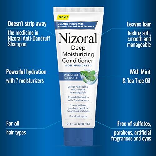 Nizoral Deep Moisturizing Conditioner With Mint & Tea Tree Oil For All Hair Types - Free Of Sulfates, Parabens, Artificial Fragrances And Dyes, 9.4 Oz #TOP2