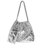 Gossky Woven Leather Hobo Handbag for Women with Purses, Large Woven Tote Bag Shoulder Bags 2pcs Purses Set