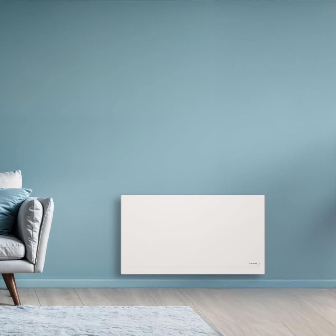 THOMSON - Radiateur électrique fixe connecté WiFi à inertie sèche céramique avec thermostat interchangeable 1500W MILLA horizontal blanc