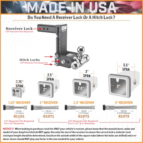 InfiniteRule Security 61071 | Receiver Lock for 2\" Receiver - Class III & IV