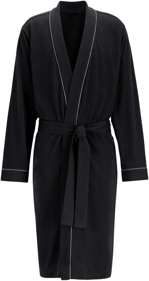 HOLOVE Men's Pure Cotton Bathrobe Lightweight Kimono and Hooded Spa Robes Soft Sleepwear - Image 2