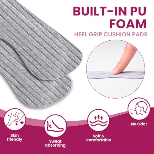 Image of Heel Pads Grips for Women Shoes - Bukihome Strong Adhesive Heel Cushion Inserts Prevent Slipping, Rubbing, Blisters, Foot Pain, Improve Shoe Fit - Heel Pad for Shoe Too Big (Gray,3 Pairs)