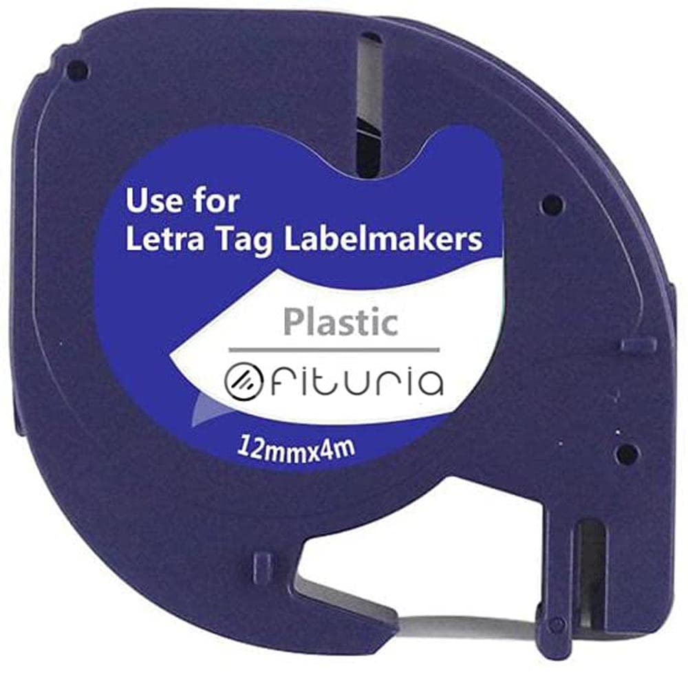 Wstążka etykiet zamiennych Kompatybilny z DYMO Letratag LT-100H LT-100T LT-110T QX50 XR XM Plastikowe części zamienne 12mm x 4m Drukowanie Czarny Na białym tle Kompatybilny - 1 sztuka