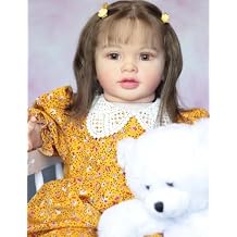 26 Inch Big Lifelike Reborn Toddler Dolls Girl Silicone Vinyl Realistic Reborn Baby Dolls Pippa Soft Weighted Body Newborn Babies Brown Hair Doll with Clothes Toy Accessories Gift for Kids Age 3+