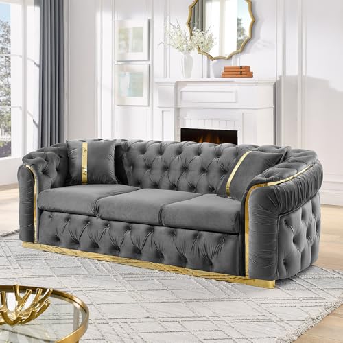 WIN FORCE 90.6" Mid Century Modern 3 Seater Chesterfield Sofa